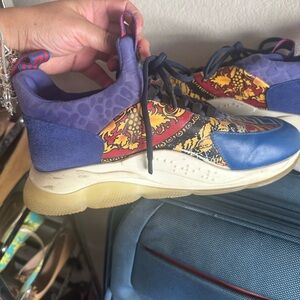 Versace Jeans Collection Blue and Yellow Athletic Shoes